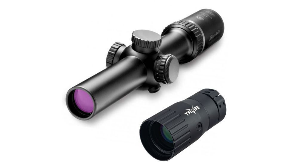OP Exclusive - Burris 1X-4X-24mm illum Rifle Scope, Blk Out, 200457 w/ Trybe Optics Enhancer - Magnification Doubler