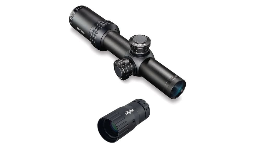 Bushnell AR Optics Riflescope, 1-4x24mm, 30mm Tube, Second Focal Plane, Drop Zone-223 Reticle, Target Turrets, Matte Black w/ TRYBE Optics Enhancer - Magnification Doubler, AR91424-KIT2