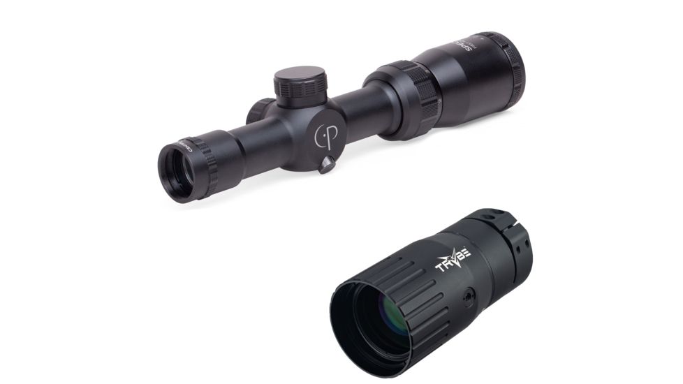 OP Exclusive - CenterPoint Spectrum 1-4x24mm FFP Rifle Scope, Black, LR142FFP1 w/ Trybe Optics Enhancer - Magnification Doubler