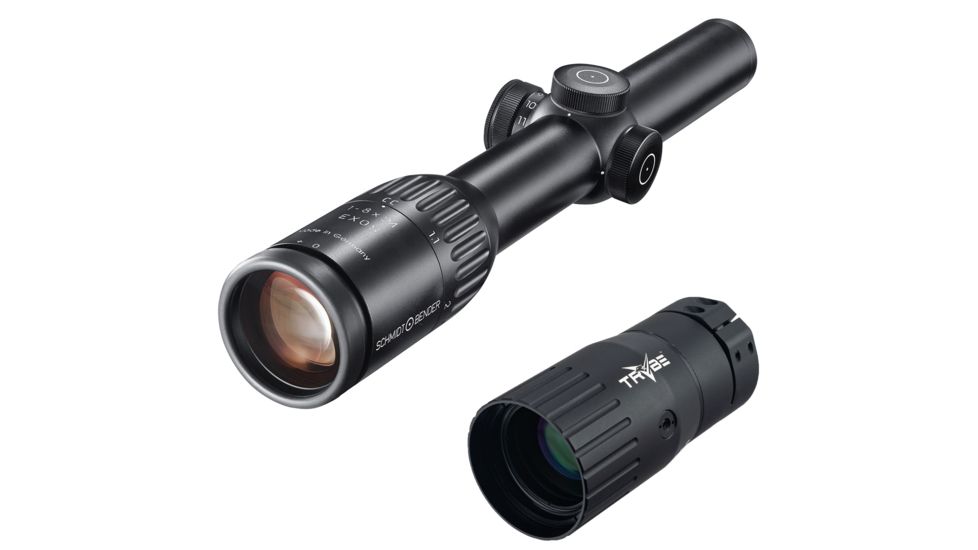 OP Exclusive - Schmidt &amp; Bender 1-8x24 Zenith 30mm Rifle Scope w/ Flashdot Reticle No. 7 780FD7 w/ Trybe Optics Enhancer - Magnification Doubler