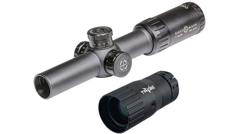 SightMark Core TX 1-4x24AR-223 BDC Rifle Scope, Black, SM13082AR.223 w/ TRYBE Optics Enhancer - Magnification Doubler