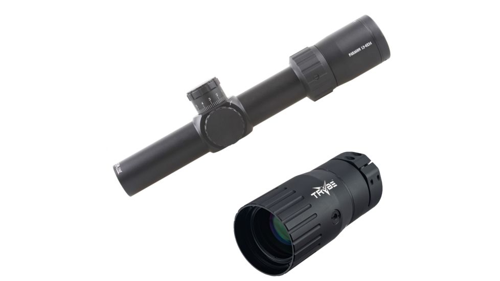 OP Exclusive - Vector Optics Paragon Rifle Scope, 1.2-6x24mm, 30mm Tube, IL Line Etched Glass Reticle, Black, SCOC-04 w/ Trybe Optics Enhancer - Magnification Doubler