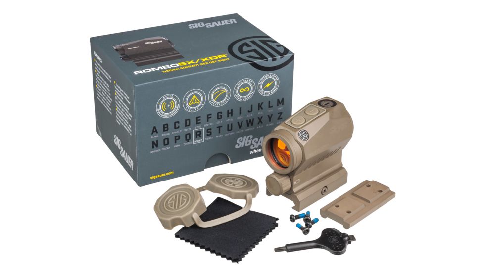 SIG SAUER OPMOD Romeo5 XDR 1x20mm Compact Red Dot Sight, 2 MOA Dot/65 MOA Circle Dot Reticle, Flat Dark Earth SOR52112