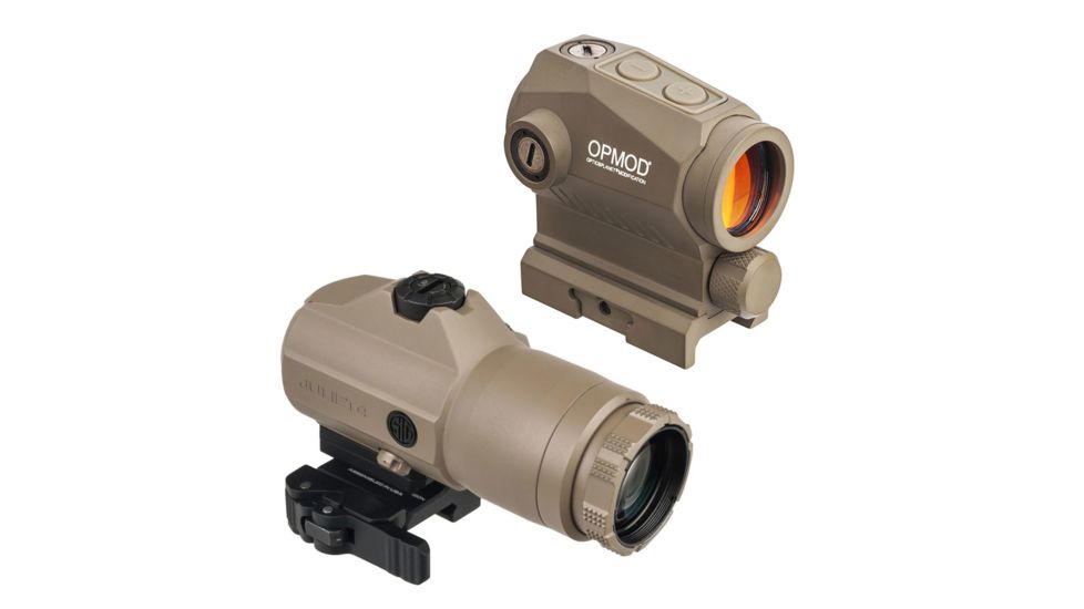 SIG SAUER OPMOD Romeo5 X 1x20mm Compact Red Dot Sight, 2 MOA Dot Reticle w/Red Dot Magnifier, Flat Dark Earth