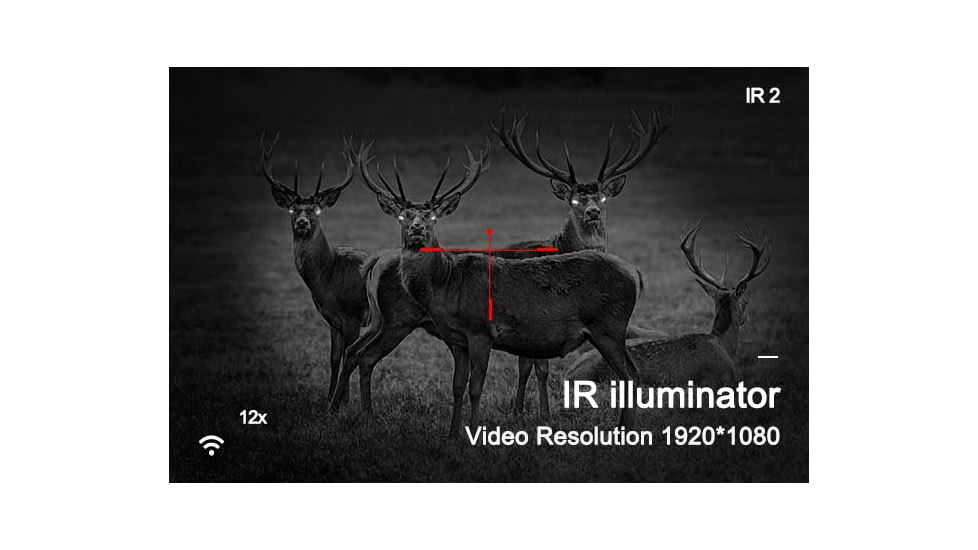 Pard Night Vision Rifle Scope, 6.5x-12x, 30fps, 2592x1944, 1920x1080, Black, NV-008LRF
