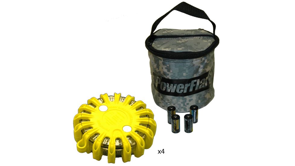 Powerflare PF-200 Softpack,  4 Safety Lights,Infrared LED,ACU Bag,4 Batteries, Yellow Shell SP4ACU-I-Y