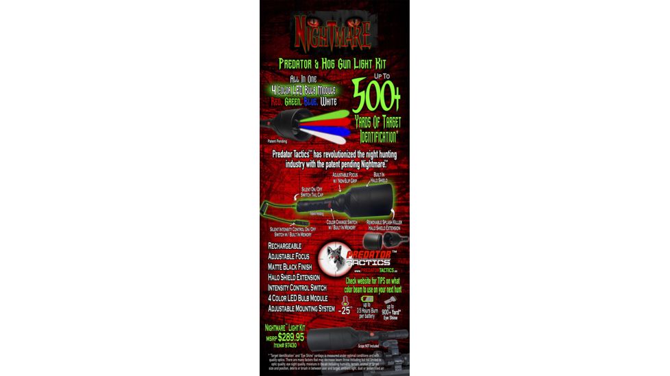 Predator Tactics Nightmare Light Kit, GREEN, RED, BLUE &amp; WHITE, Multi Color, Medium, 97430