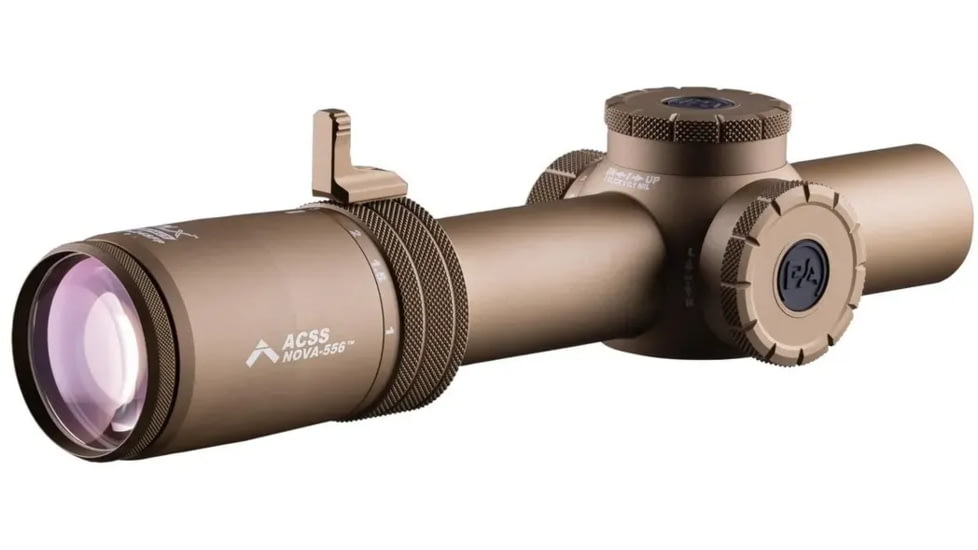 Primary Arms Compact PLx 1-8x24mm Tube Rifle Scope, Second Focal Plane, ACSS Nova-5.56 Reticle, FDE, 610212