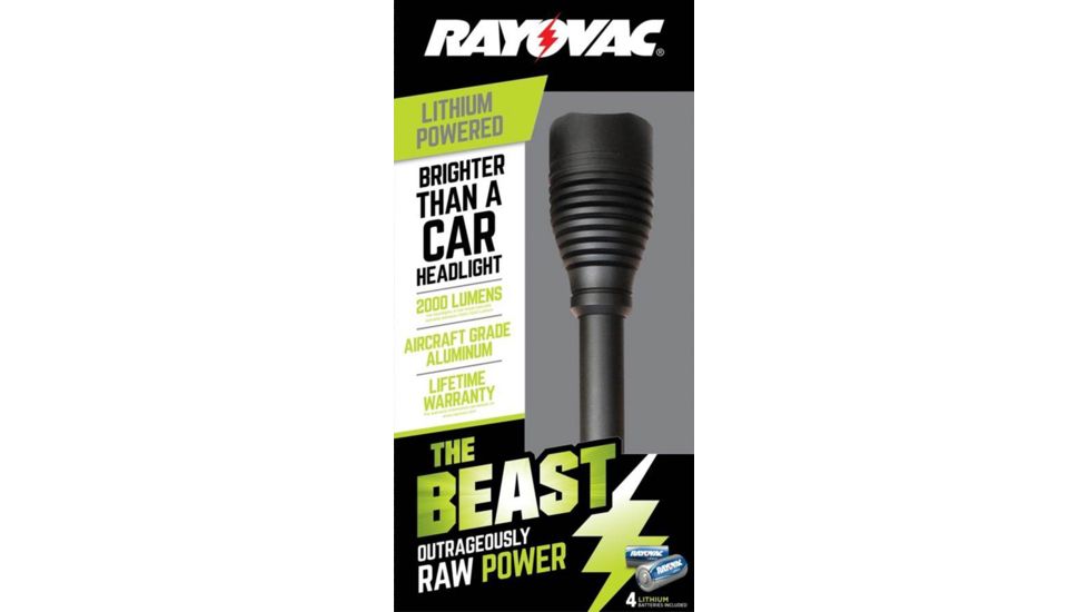 Rayovac RWP123AB Beast Flashlight 2000 Lumens 123A 4 Black