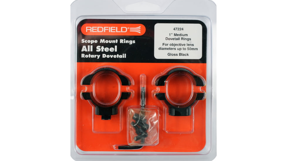 Redfield Mounts 1in Rotary Dovetail Steel Rifle Scope Rings - Medium, Black 47224