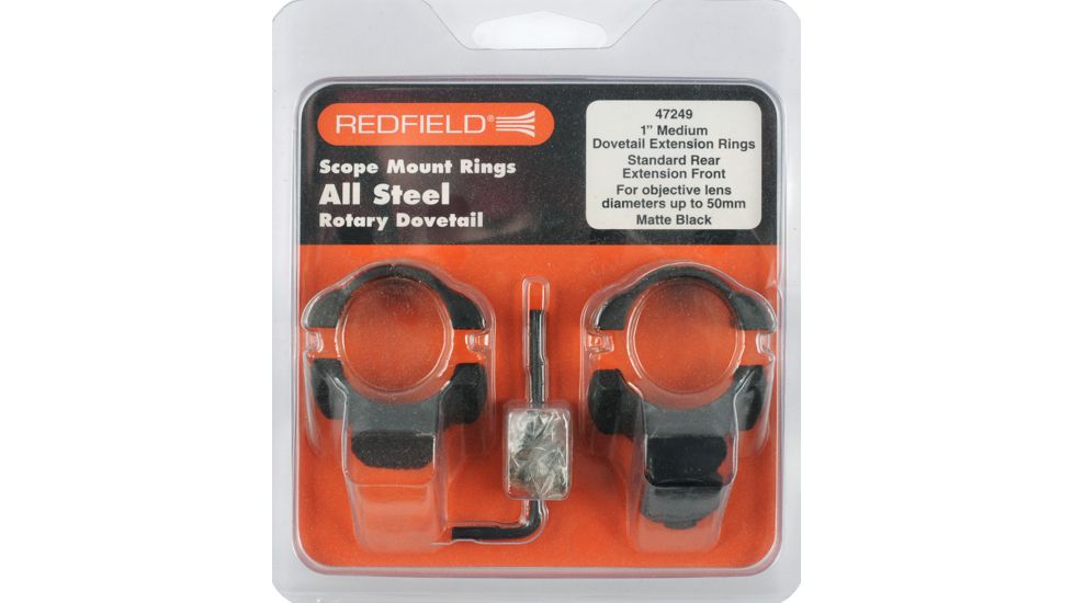 Redfield Mounts 1in Rotary Dovetail Steel Rifle Scope Rings - Medium, Matte Black 47249