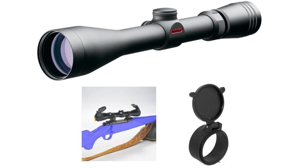 Redfield Revolution 3-9x40mm Matte Accu-Range Rifle Scope w/Butler Creek, Black Eye Cover,  Butler Creek Multi-Flex Flip-Open Rifle Scope Objective Lens Cover, Black, 67095-KIT1