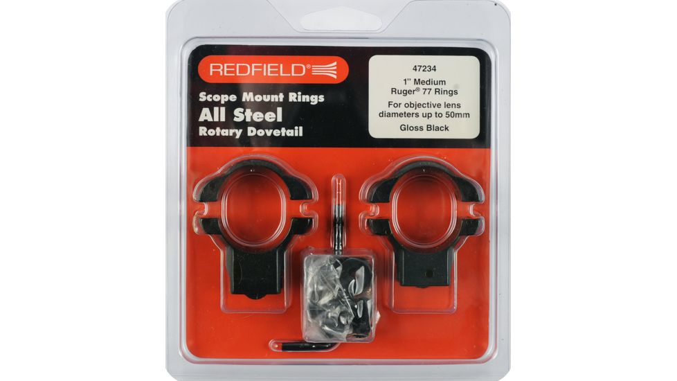 Redfield Ruger M77 Rifle Scope Steel Rings - 1in, Medium, Black - 47234
