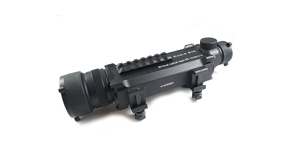 ROS Optics Eagle Eye 1/3.5x14 Bi-Focal Rifle Scope with Illuminated Reticle, Picatinny Mount, Black, GSEE13514