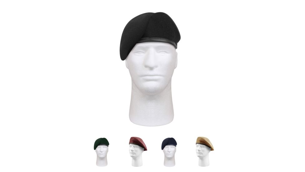 Rothco G.I. Type Inspection Ready Beret, Black, Green, Maroon, Midnight Navy Blue, Tan