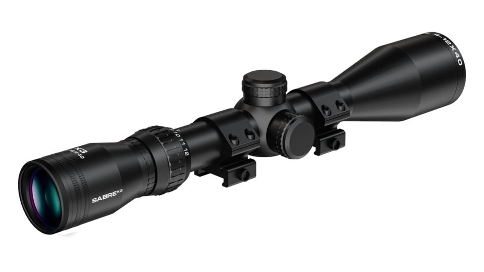 Sabre 4-12x40, 1 in Tube Rifle Scope, Second Focal Plane, HMD Half Mil Dot Reticle, Matte Black, sam41240
