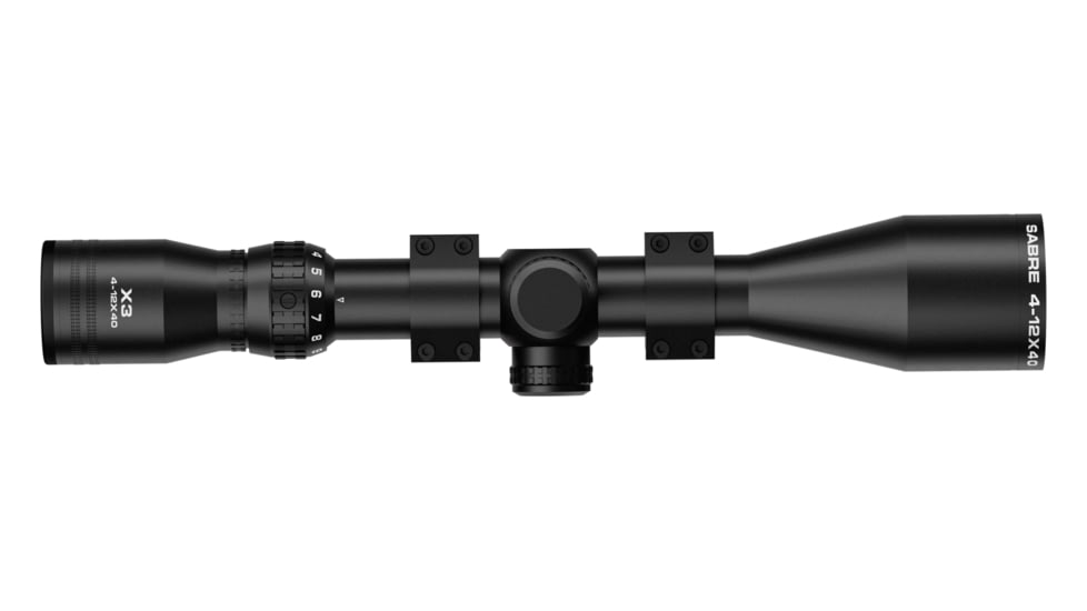 Sabre 4-12x40, 1 in Tube Rifle Scope, Second Focal Plane, HMD Half Mil Dot Reticle, Matte Black, sam41240