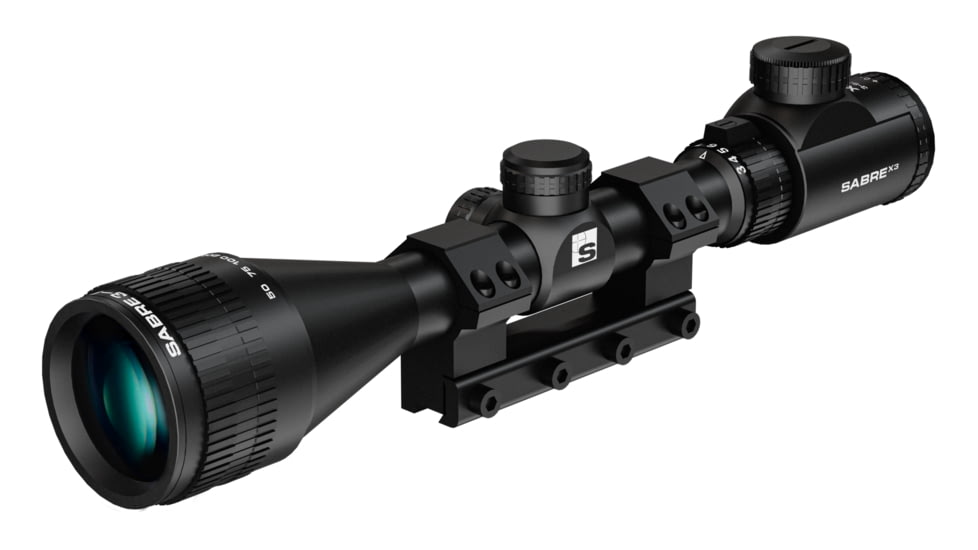 Sabre Illumination 3-9x42, 1 in Tube Rifle Scope, Second Focal Plane, HMD Half Mil Dot Reticle, Matte Black, saai3942