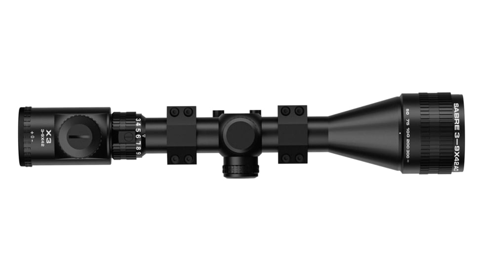 Sabre Illumination 3-9x42, 1 in Tube Rifle Scope, Second Focal Plane, HMD Half Mil Dot Reticle, Matte Black, saai3942