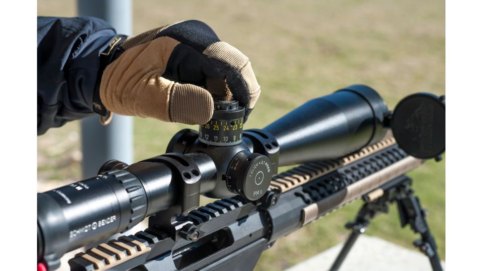 Schmidt &amp; Bender 5-25x56 Police Marksman II LP 34mm Rifle Scope w/P4F Reticle, DBL Turn MOA 677/LPP4FMOA