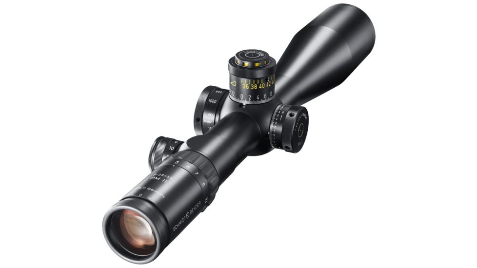 Schmidt &amp; Bender 5-25x56 Police Marksman II LP Rifle Scope, CM CCW DT P4Fine Illuminated Reticle,1st Focal Plane, Black, 34mm, 677-911-972-90-68