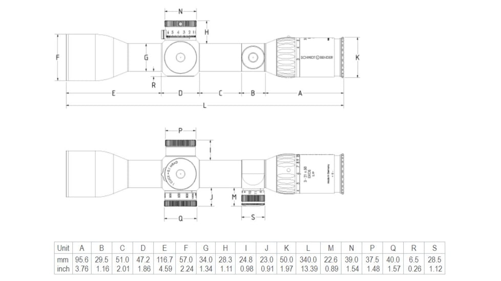Schmidt &amp; Bender Exos 3-21x50 Rifle Scope, 34 mm, Second Focal Plane, D7 Reticle, 1cm cw ST II LT / ST ZC CT, Black, 757-911-75D-L2-E9