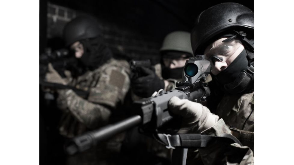SIG SAUER Bravo4 5.56mm/7.62mm 4x30 Wide Field Battle Sight w/Illuminated Horseshoe Dot Glass Reticle, Graphite SOB44001
