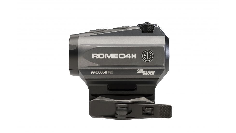 SIG SAUER Romeo4H Red Dot Sight,Green Horse Shoe Dot, 0.5 MOA Adj, Side Battery, Torx And Qr Mounts, Graphite, NSN N SOR43013