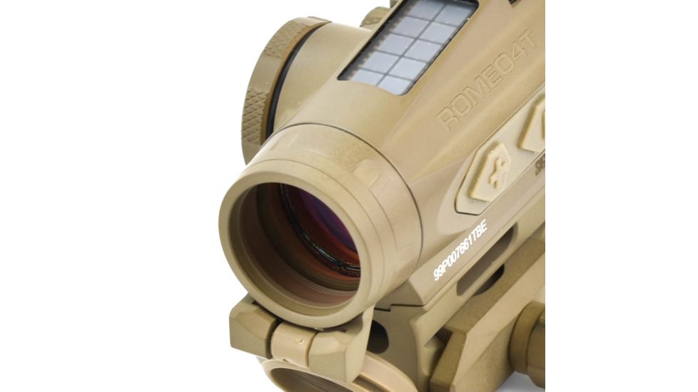 SIG SAUER Romeo4T Red Dot Sight, Ballistic Circle Dot, Solar, 0.5 MOA Adjustable, Side Battery, Hex Bolt Mount, Spacer, Flat Dark Earth, Medium, SOR43131