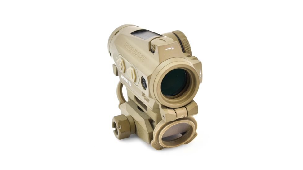 SIG SAUER Romeo4T Red Dot Sight, Ballistic Circle Dot, Solar, 0.5 MOA Adjustable, Side Battery, Hex Bolt Mount, Spacer, Flat Dark Earth, Medium, SOR43131