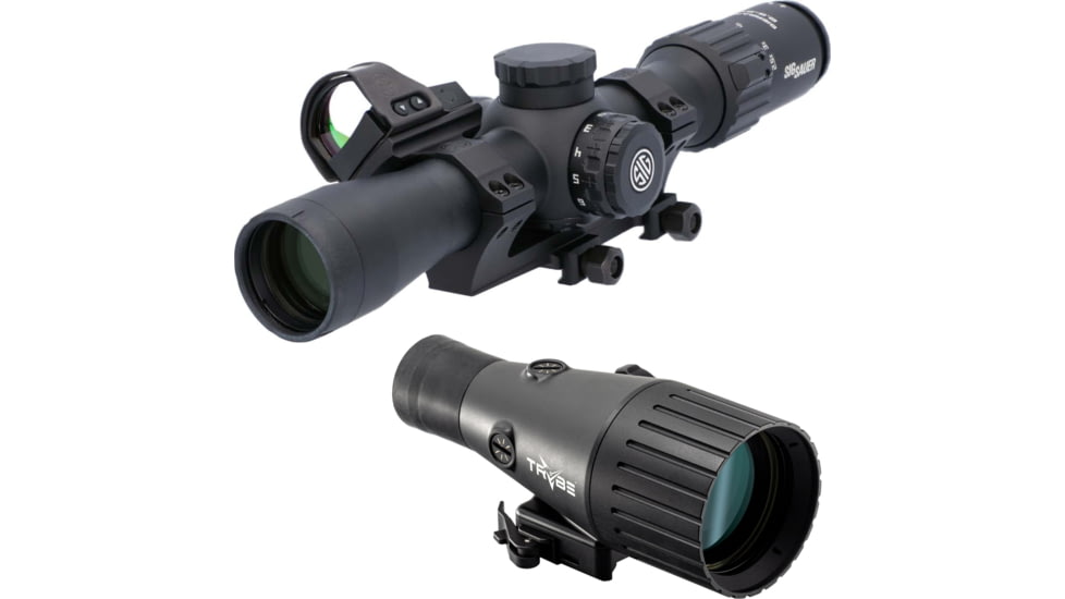 Sig Sauer Sierra3BDX2.5-8x32mm Rifle Scope 30mm Tube, Black, BDX-R1 Digital Reticle and TRYBE Optics Enhancer Rifle Scope Magnification Quadrupler