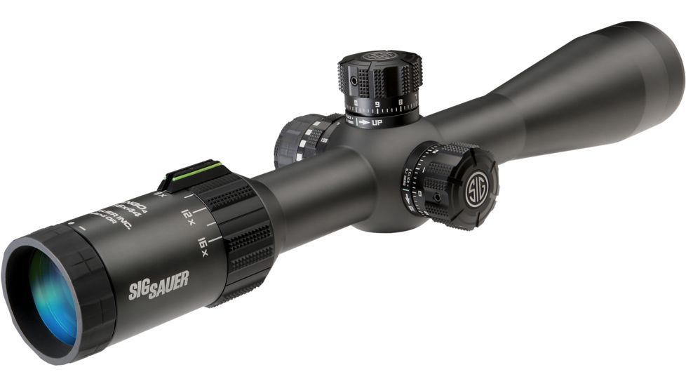 SIG SAUER Tango4 3-12x42 30mm Tube Tactical Rifle Scope w/Illuminated Glass Reticle, 0.25 MOA Adjustments, Graphite SOT43003