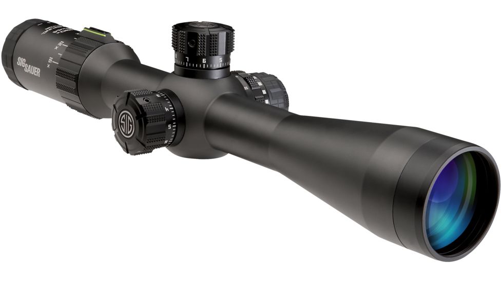 SIG SAUER Tango4 3-12x42 30mm Tube Tactical Rifle Scope w/Illuminated Glass Reticle, 0.25 MOA Adjustments, Graphite SOT43003