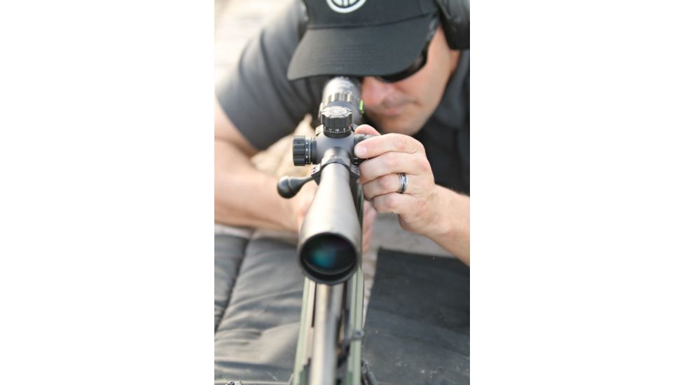 SIG SAUER Tango4 3-12x42 30mm Tube Tactical Rifle Scope w/Illuminated Glass Reticle, 0.25 MOA Adjustments, Graphite SOT43003