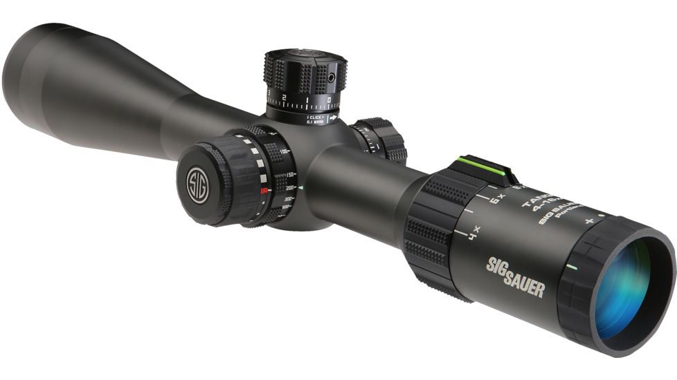 SIG SAUER Tango4 4-16x44 30mm Tube Tactical Rifle Scope w/Illuminated Glass Reticle, 0.25 MOA Adjustments, Graphite SOT44001