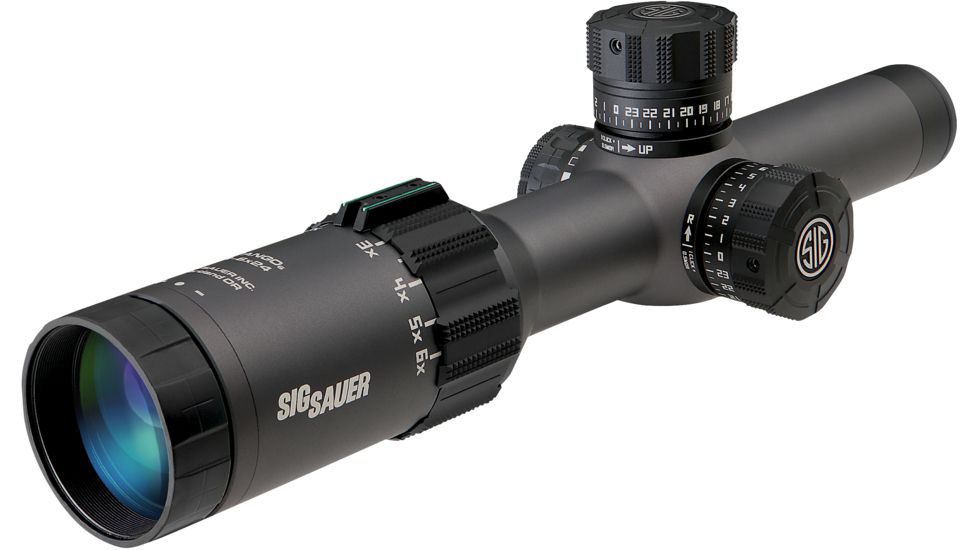 SIG SAUER Tango6 1-6x24 30mm Tube Tactical Rifle Scope w/Triplex Illuminated Fiber Dot Reticle, Graphite SOT61005