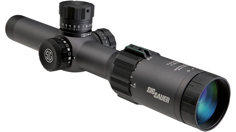 SIG SAUER Tango6 1-6x24 30mm Tube Tactical Rifle Scope w/Triplex Illuminated Fiber Dot Reticle, Graphite SOT61005