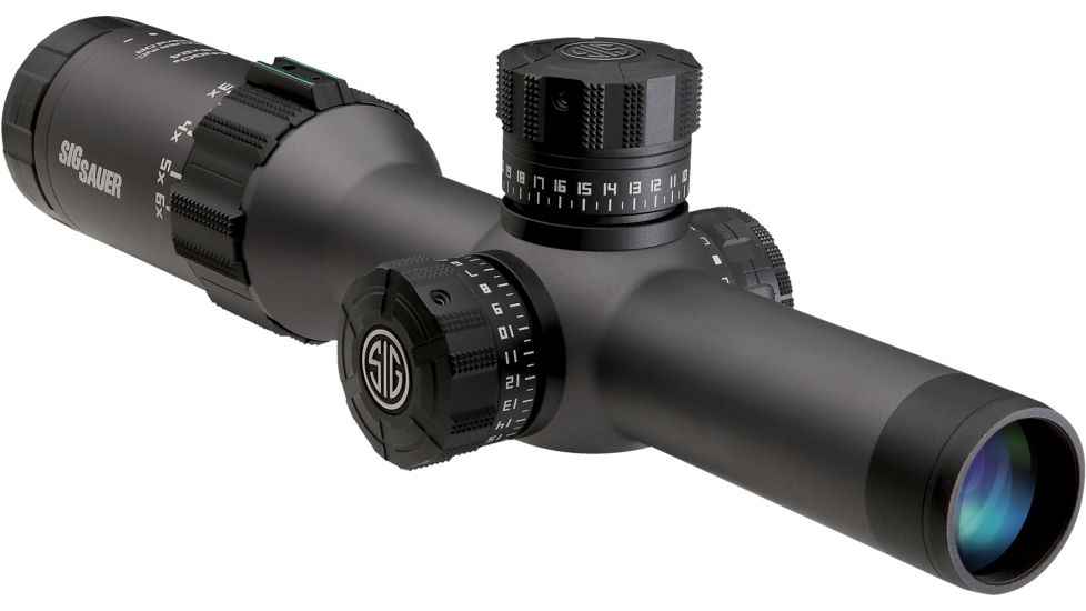 SIG SAUER Tango6 1-6x24 30mm Tube Tactical Rifle Scope w/Triplex Illuminated Fiber Dot Reticle, Graphite SOT61005