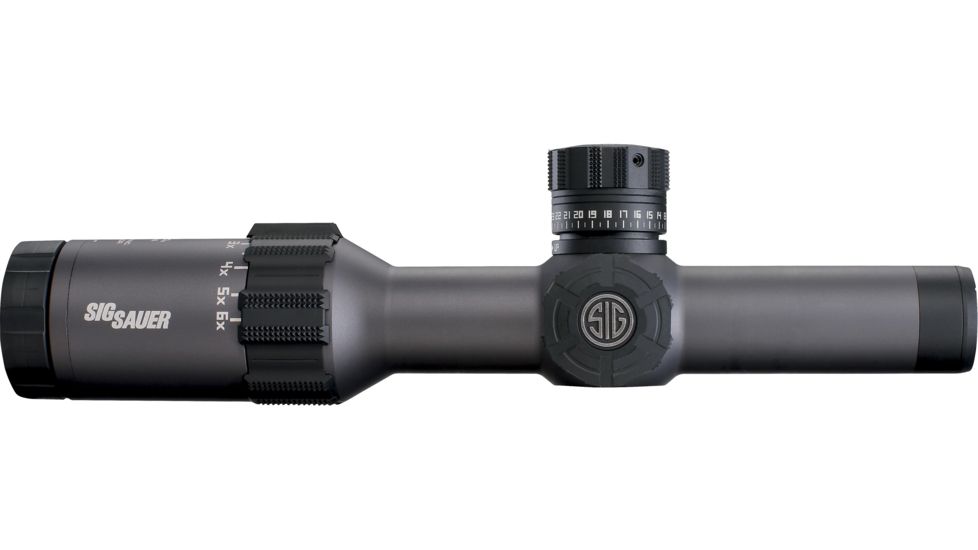 SIG SAUER Tango6 1-6x24 30mm Tube Tactical Rifle Scope w/Triplex Illuminated Fiber Dot Reticle, Graphite SOT61005
