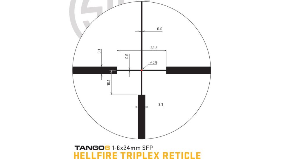 SIG SAUER Tango6 1-6x24 30mm Tube Tactical Rifle Scope w/Triplex Illuminated Fiber Dot Reticle, Graphite SOT61005