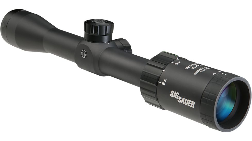 SIG SAUER Whiskey3 2-7x32mm 1in Tube Hunting Rifle Scope w/HellFire CirclePlex Reticle, Illum, Graphite SOW32004