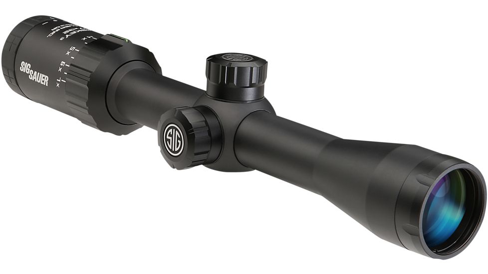 SIG SAUER Whiskey3 2-7x32mm 1in Tube Hunting Rifle Scope w/HellFire CirclePlex Reticle, Illum, Graphite SOW32004