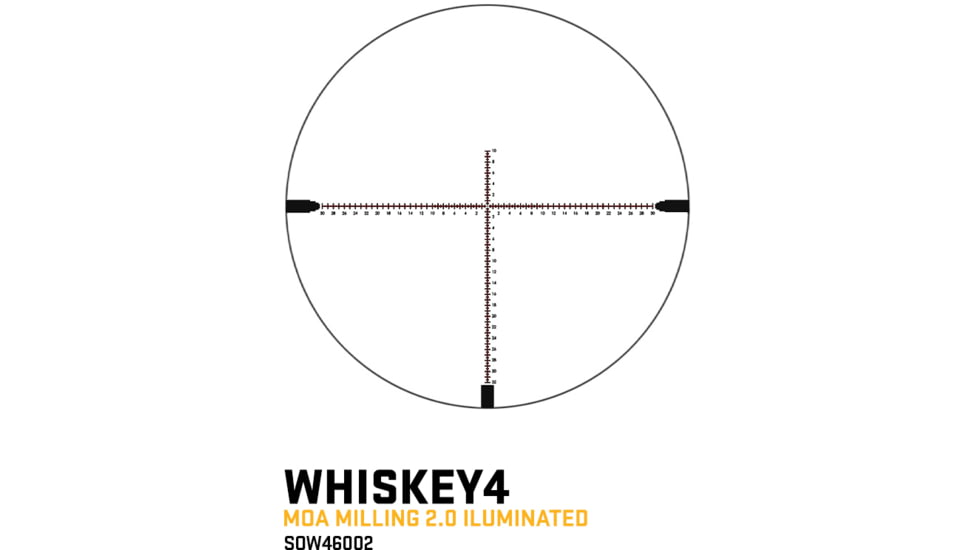 SIG SAUER WHISKEY4 6-24x50mm, 30mm Tube Rifle Scope, First Focal Plane, MOA Milling 2.0 Illuminated Reticle, Black, SOW46002