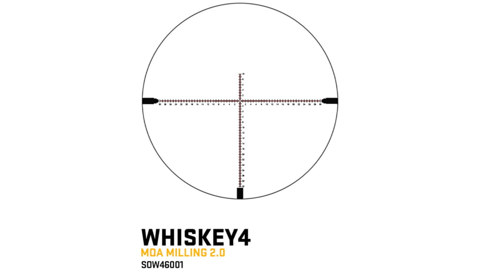 SIG SAUER WHISKEY4 6-24x50mm, 30mm Tube Rifle Scope, First Focal Plane, MOA Milling 2.0 Reticle, Black, SOW46001