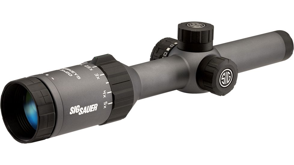 SIG SAUER Whiskey5 1-5x20 1in Tube Hunting Rifle Scope w/CirclePlex Illuminated Fiber Dot Reticle, Graphite SOW51002