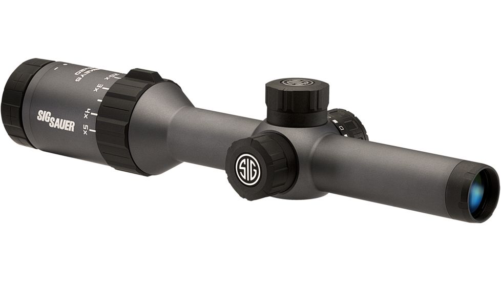 SIG SAUER Whiskey5 1-5x20 1in Tube Hunting Rifle Scope w/CirclePlex Illuminated Fiber Dot Reticle, Graphite SOW51002