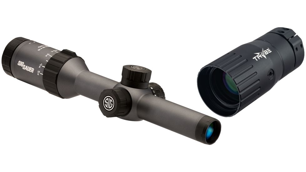 SIG SAUER Whiskey5 1-5x20mm Rifle Scope, 1in, QuadPlex Illuminated Reticle, Graphite, SOW51001 with Trybe Optics Enhancer