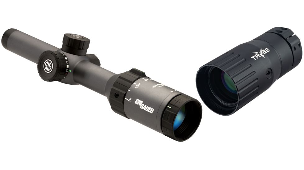 SIG SAUER Whiskey5 1-5x20mm Rifle Scope, 1in, QuadPlex Reticle, Graphite, SOW51003 with Trybe Optics Enhancer