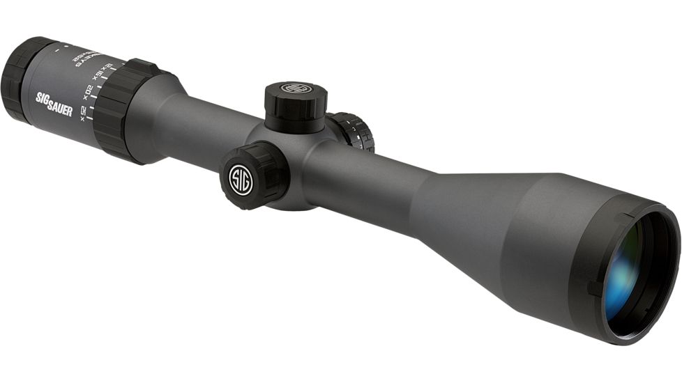 SIG SAUER Whiskey5 5-25x52 30mm Tube Hunting Rifle Scope w/Illuminated Fiber Dot Reticle, 1.0 cm Adjustments, Graphite SOW55002