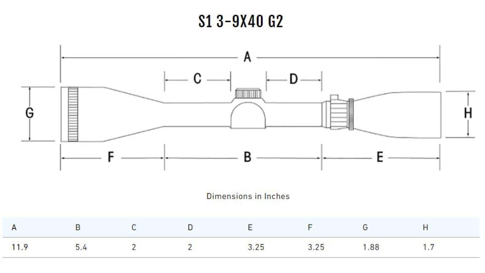 Sightron S1 Series 3-9x40mm G2 Riflescope, 1in Tube, Second Focal Plane, Hunter Holdover, Matte, Black, 32002